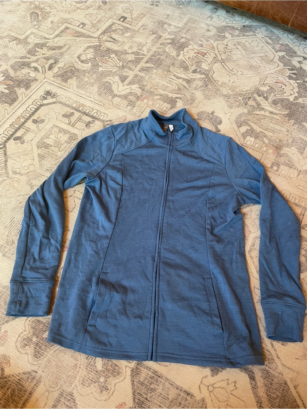 ibex Women's Full-Zip Blue Merino Wool Jacket